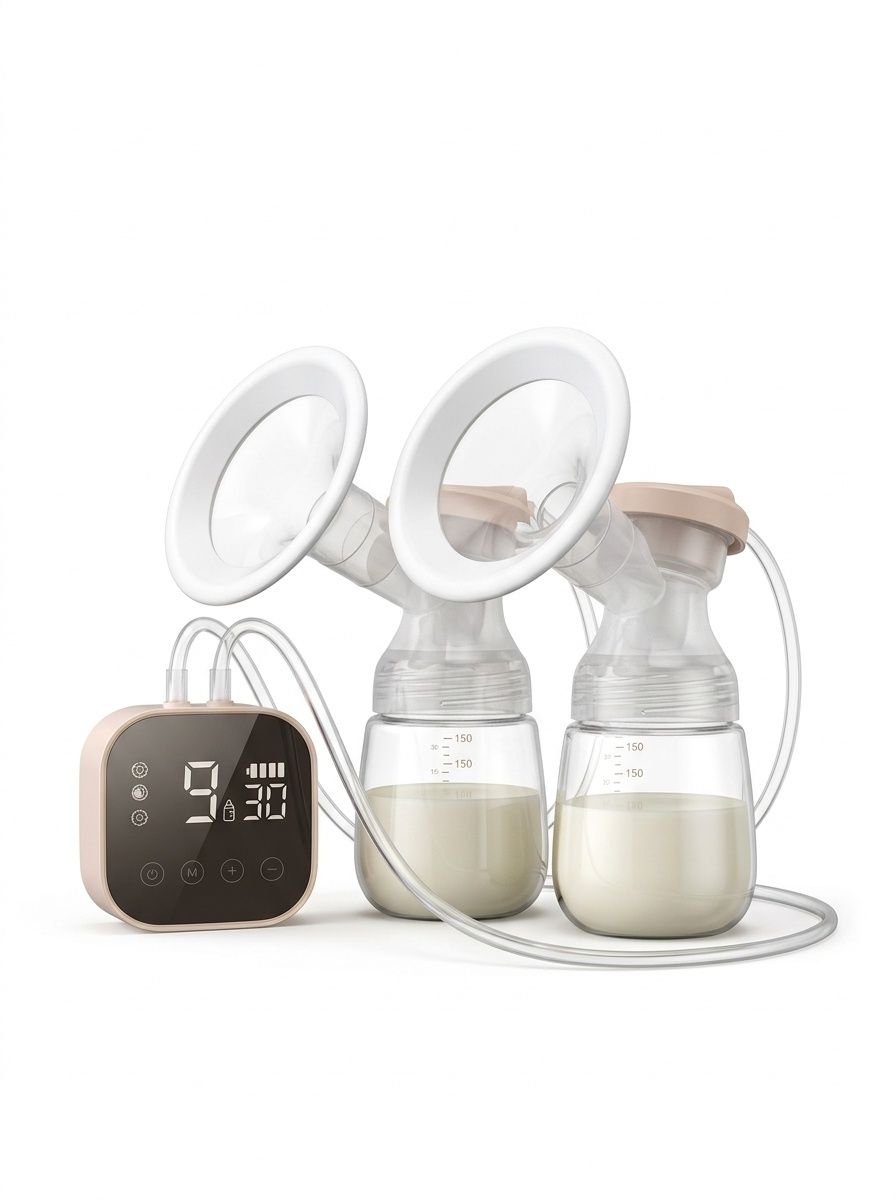 Extractor de leche eléctrico doble: succión doble para la lactancia sin dolor, ordeño silencioso multimodo para madres primerizas.