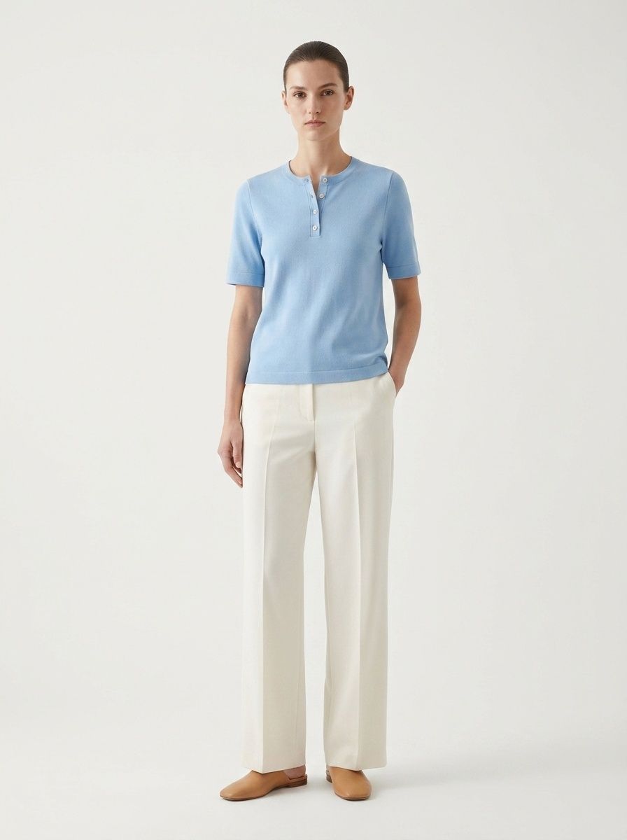 T-shirt Henley da donna morbida - Maniche corte