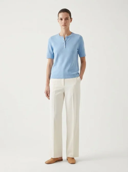 T-shirt Henley da donna morbida - Maniche corte