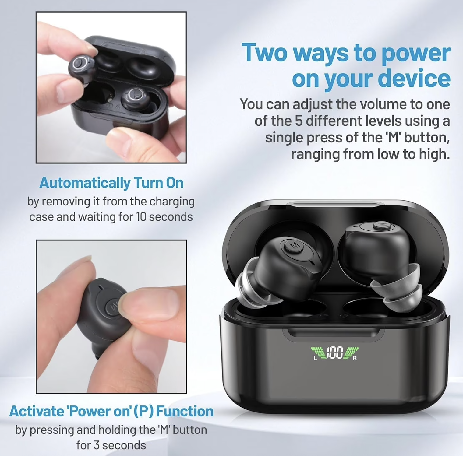 GM-903 Pair Black GM-903BT Bluetooth Hearing Aids DSP Chip Digital Display #26240016