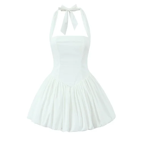 Women's Halter Neck A-Line Dress - Elegant & Versatile KUN-00151