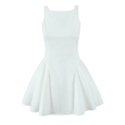 Women's Sleeveless Ruched Sundress Off Shoulder Fashion KUN-00150