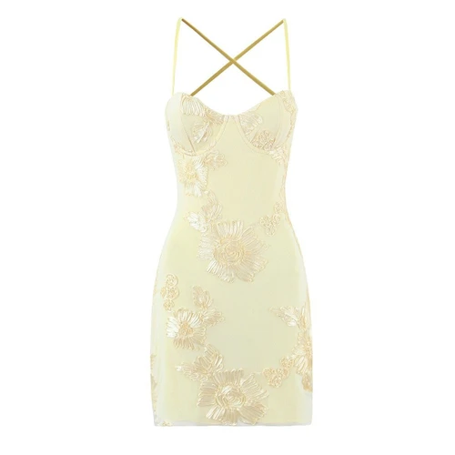 Floral Corset Dress Elegant Vintage Bodycon KUN-00183