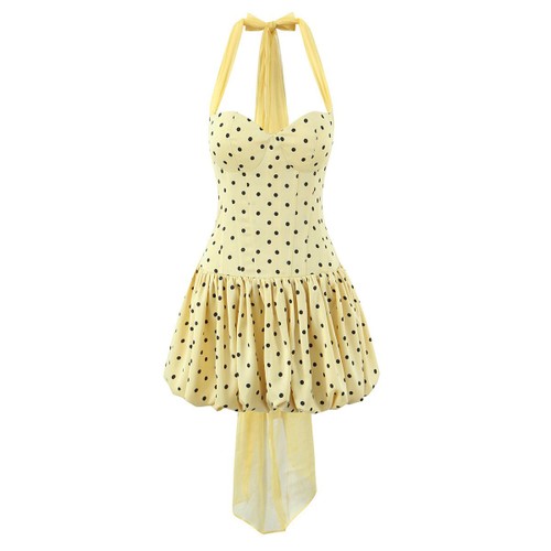 Women's Y2K Fishbone Mesh Halter Dress KUN-00001