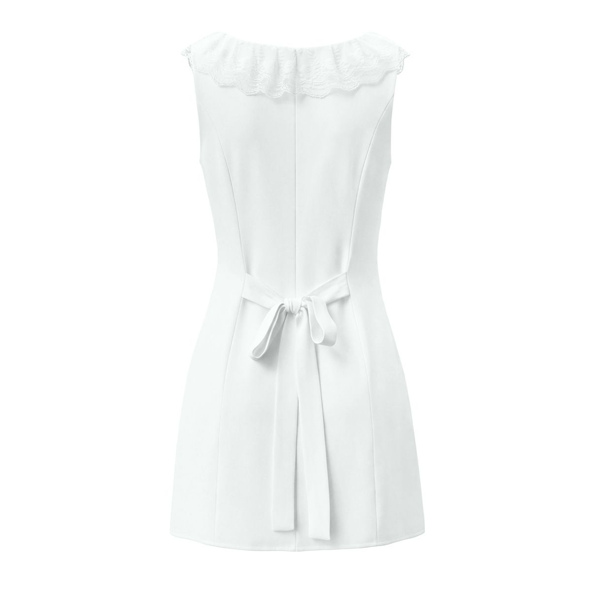 Robe courte à bordure en dentelle, col carré classique KUN-00050