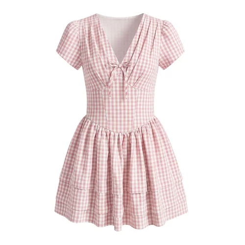 Plaid A-Line Dress - Slim Fit & Classic KUN-00057