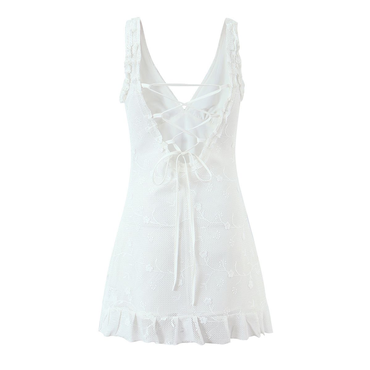 Mesh Embroidered Vest Dress - Classic Chic Tank Top KUN-00119