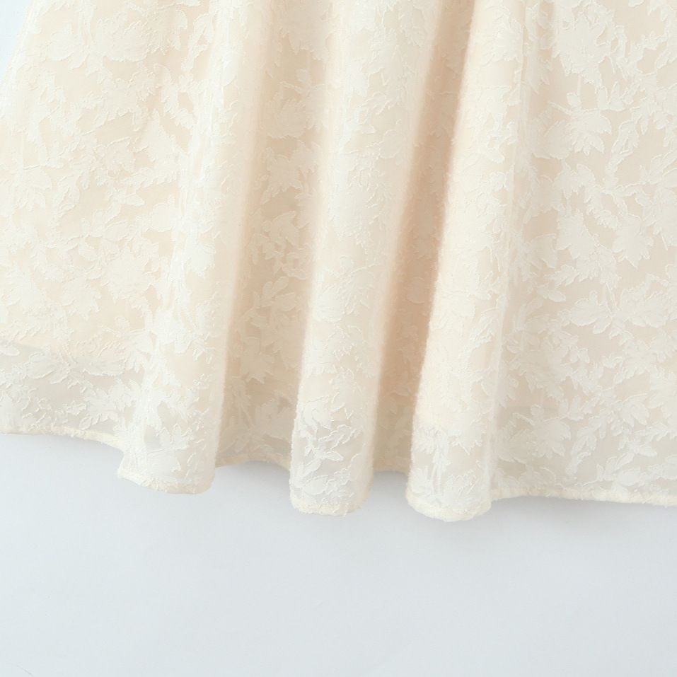 Robe longue à taille nouée et broderie florale pour femme KUN-00125