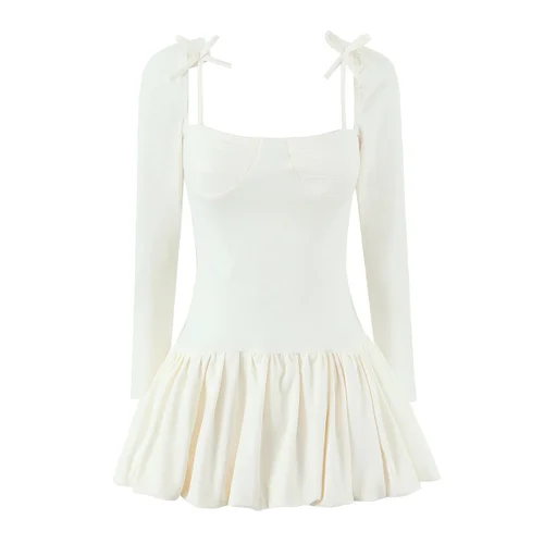 Ballet Style Floral Square Neck Dress - Chic Casual KUN-00142