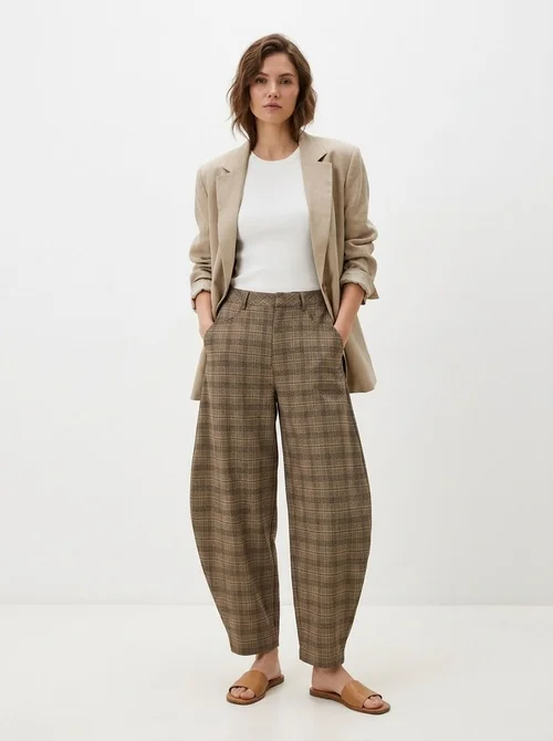 Women's Plaid Wide-Leg Trousers