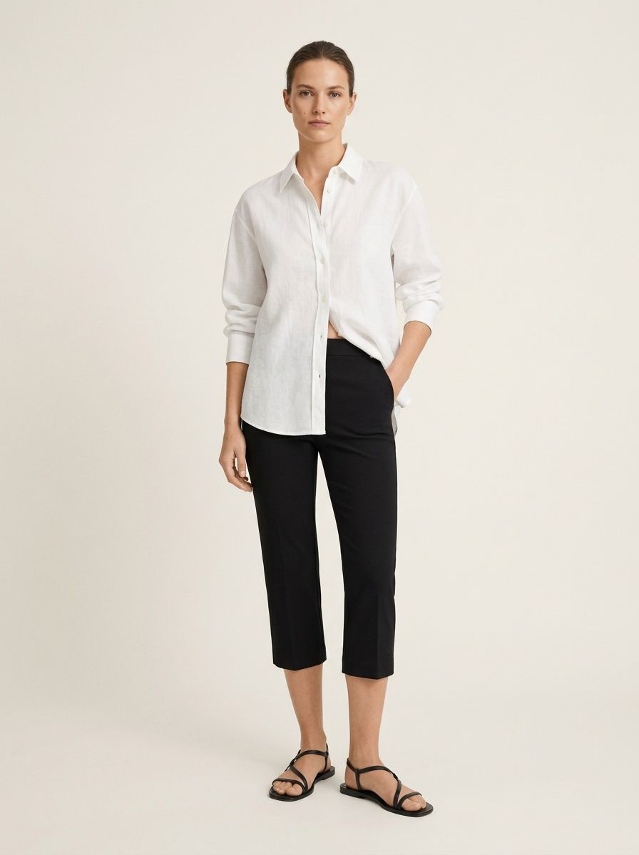 Women's Black High-Waist Capri Leggings