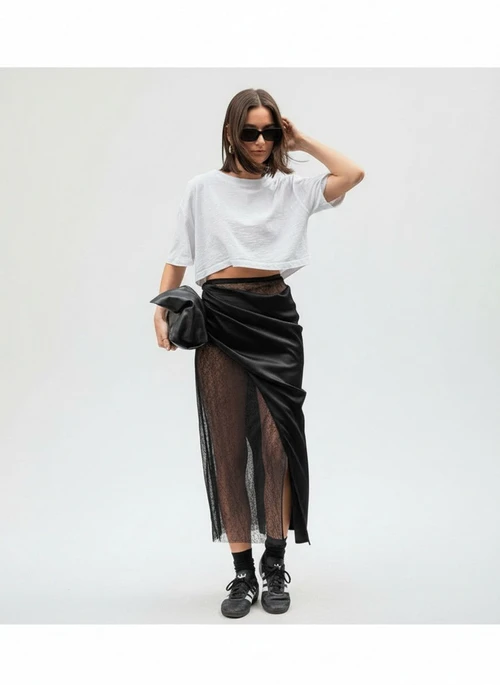 Thin, soft matte satin Mini Skirts Work Style Bottoms SFE-00017