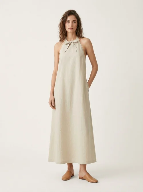 Women's Backless Halter Neck Sleeveless Maxi Dress