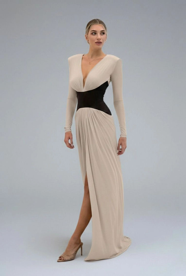 Polyester-spandex blend Maxi Dresses Polyester (polyester fiber) Work Style Dresses SFE-00008