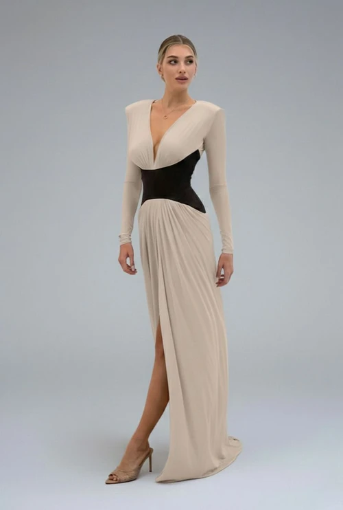 Polyester-spandex blend Maxi Dresses Polyester (polyester fiber) Work Style Dresses SFE-00008