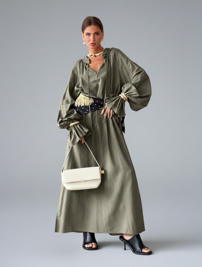 cotton and linen Maxi Dresses numb Work Style Dresses SFE-00012