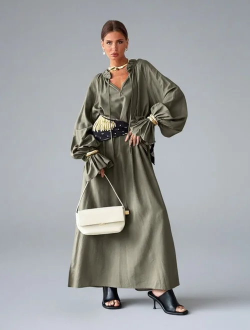 cotton and linen Maxi Dresses numb Work Style Dresses SFE-00012