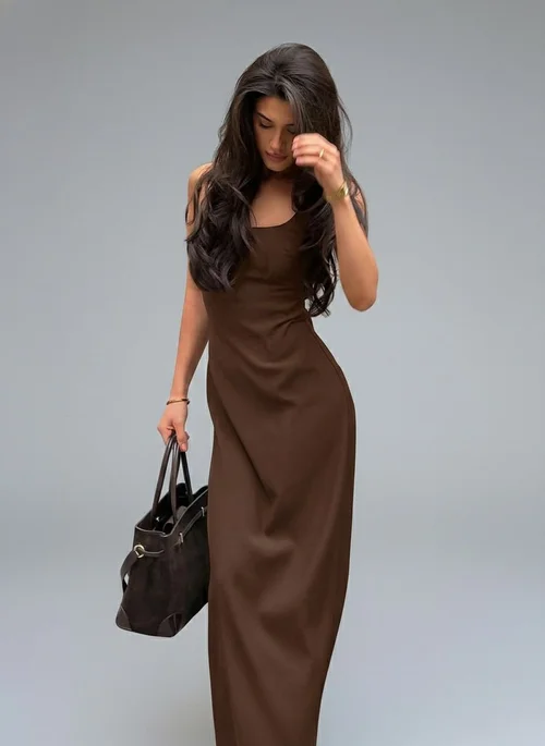 cotton polyester Maxi Dresses Polyester (polyester fiber) Work Style Dresses SFE-00015