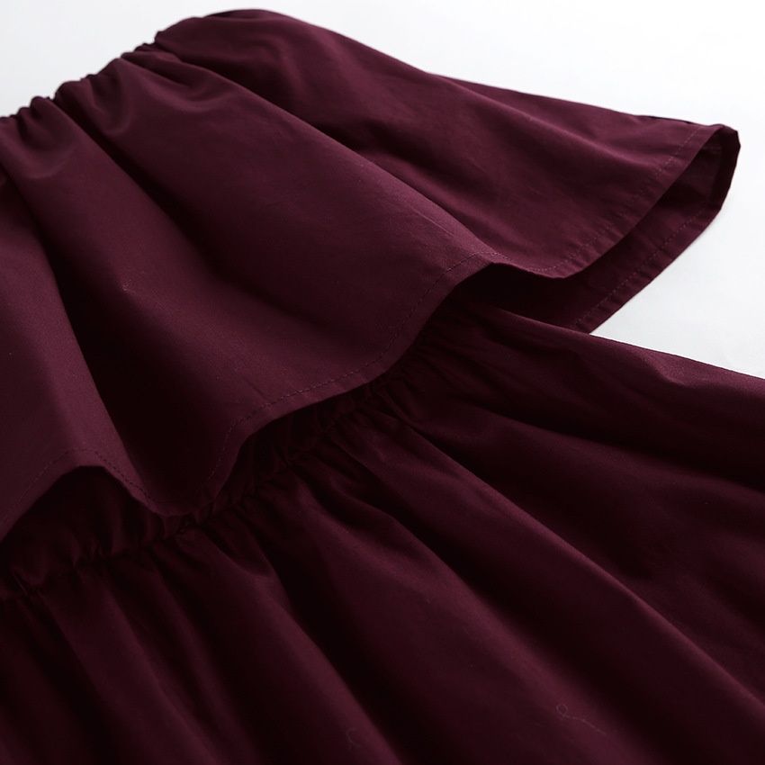 Elegante vestido largo sin tirantes con volantes - Vestido fluido de varias capas