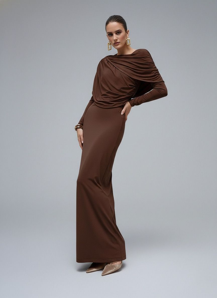 Knitted fabrics Midi Dresses Rayon Work Style Dresses SFE-00014