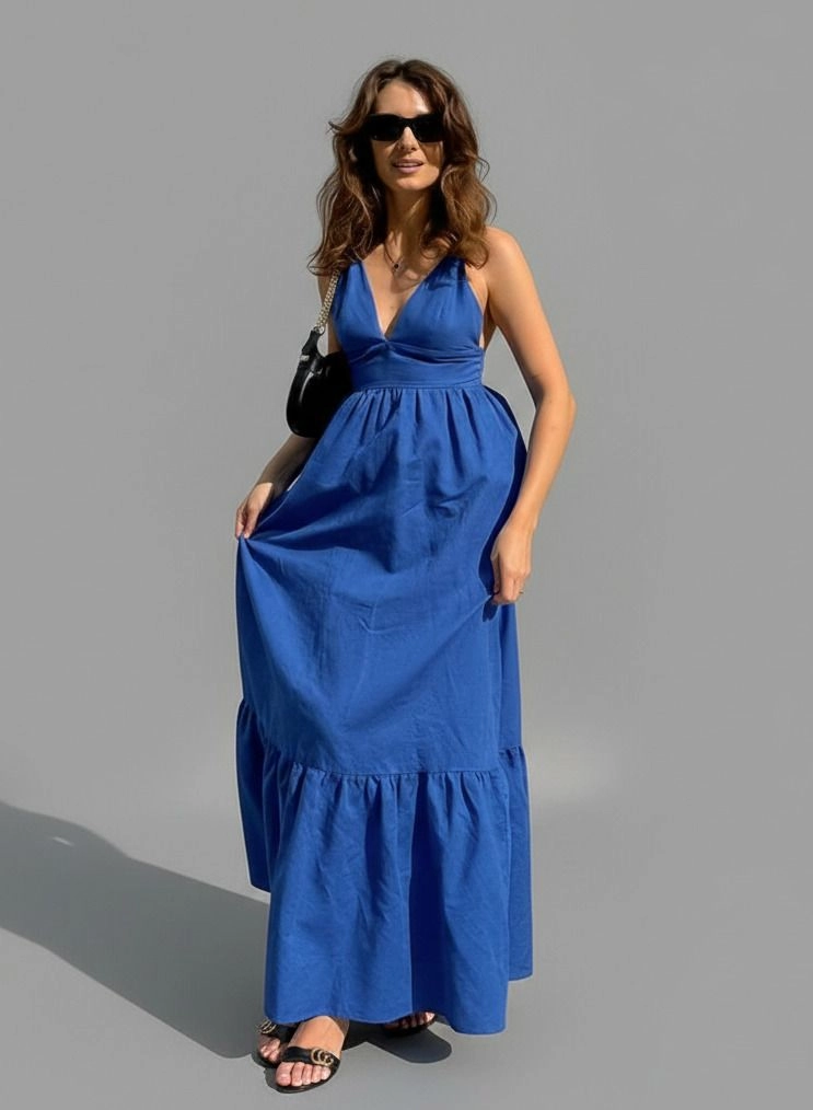 cotton and linen Midi Dresses cotton Work Style Dresses SFE-00023