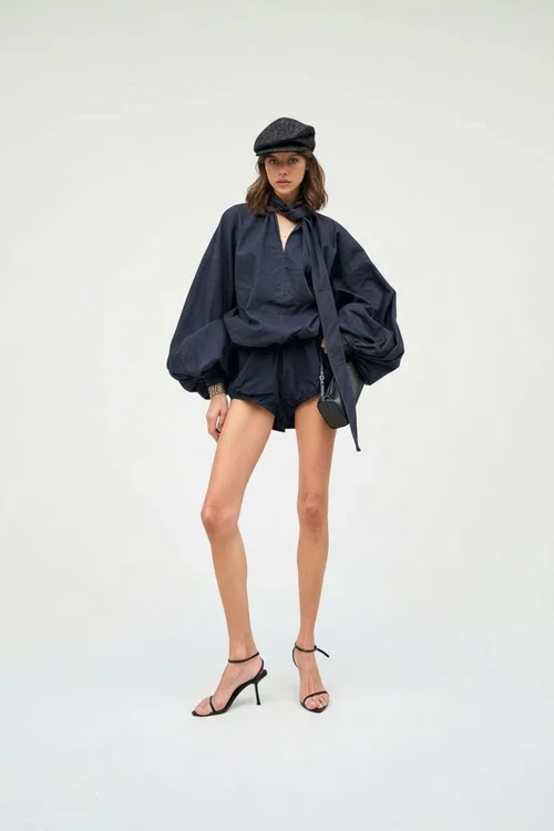 Completo corto in denim di cotone, completo coordinato in stile da lavoro SFE-00002