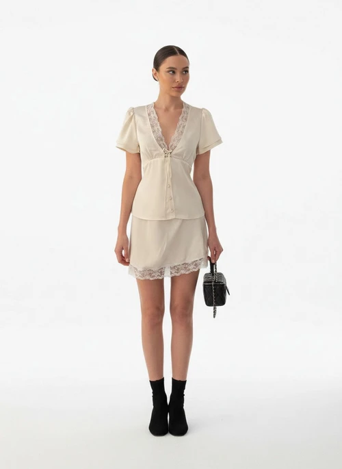 Satin Skirt Sets Polyester (polyester fiber) Party Style Matching Sets SFE-00016