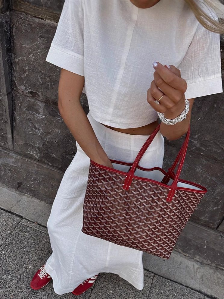 Conjunto elegante de top corto y falda larga de mezcla de lino blanco