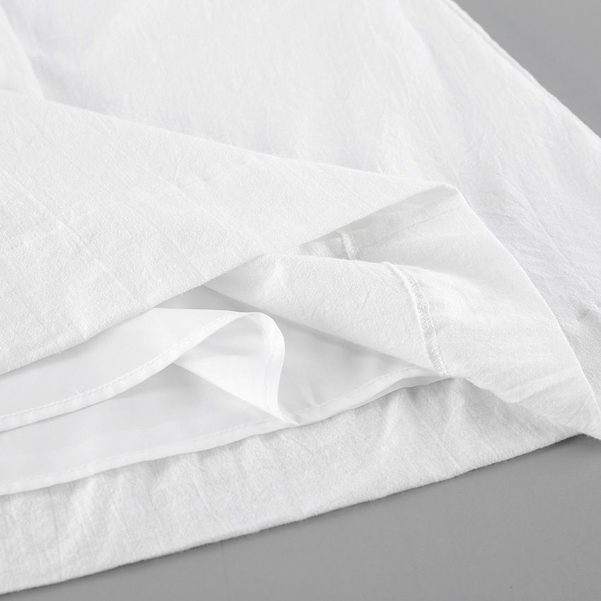 Conjunto elegante de top corto y falda larga de mezcla de lino blanco