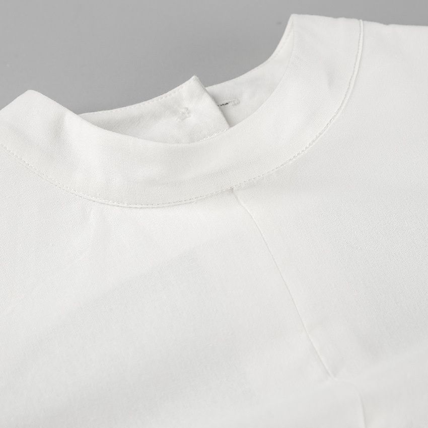 Conjunto de top corto y falda larga de mezcla de lino blanco