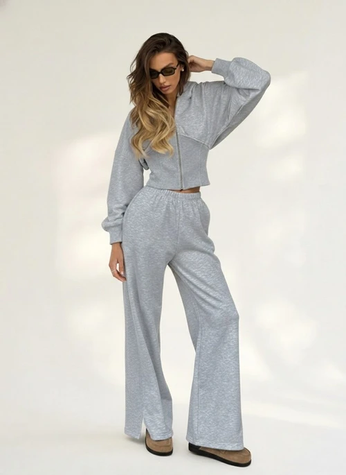 Ensemble corset à capuche côtelé et pantalon de survêtement à jambes larges