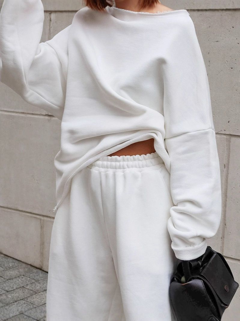 Conjunto de sudadera extragrande y pantalón deportivo de pierna ancha