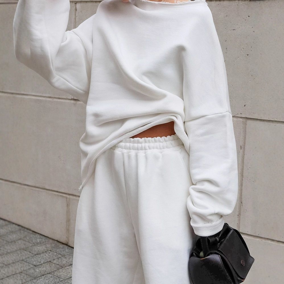 Conjunto de sudadera extragrande y pantalón deportivo de pierna ancha