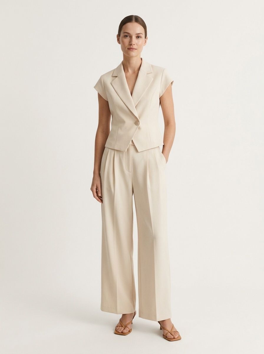 Completo da donna composto da canotta senza maniche e pantaloni a gamba larga.