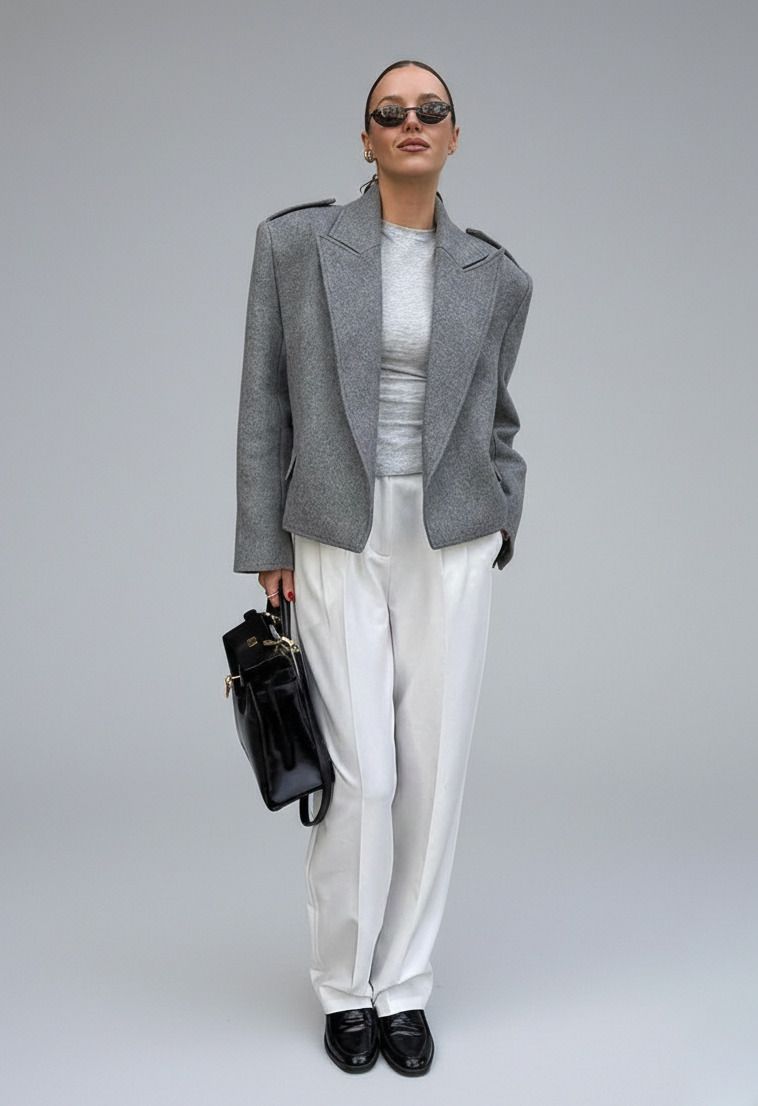 woolen Blazers Polyester (polyester fiber) Work Style Outerwear SFE-00004