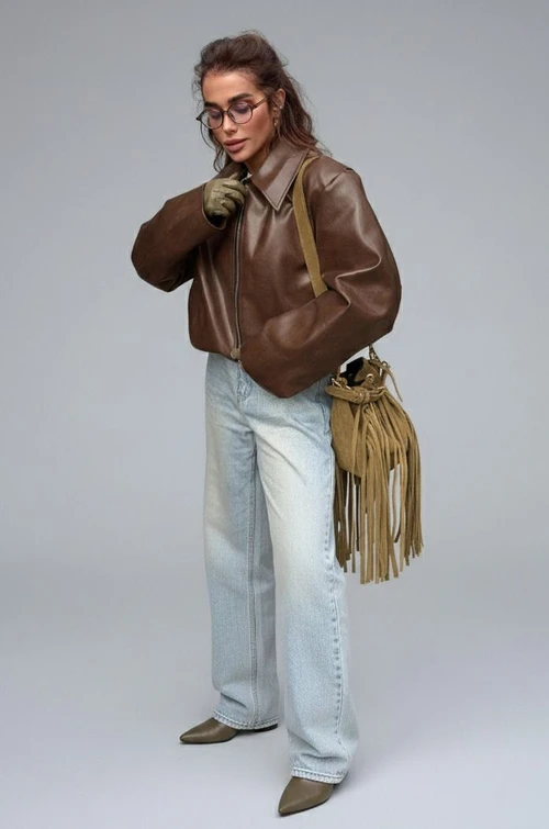 artificial leather Blazers Work Style Outerwear SFE-00009