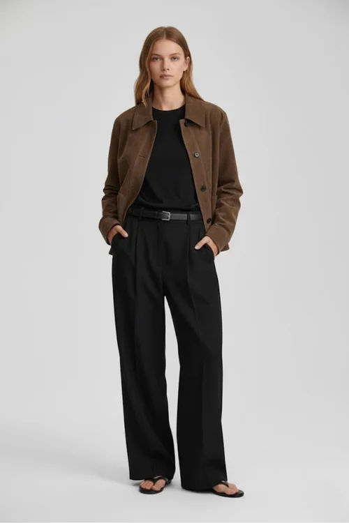 Giacca a maniche lunghe con revers effetto scamosciato, stile retrò, autunno/inverno SFE-00006
