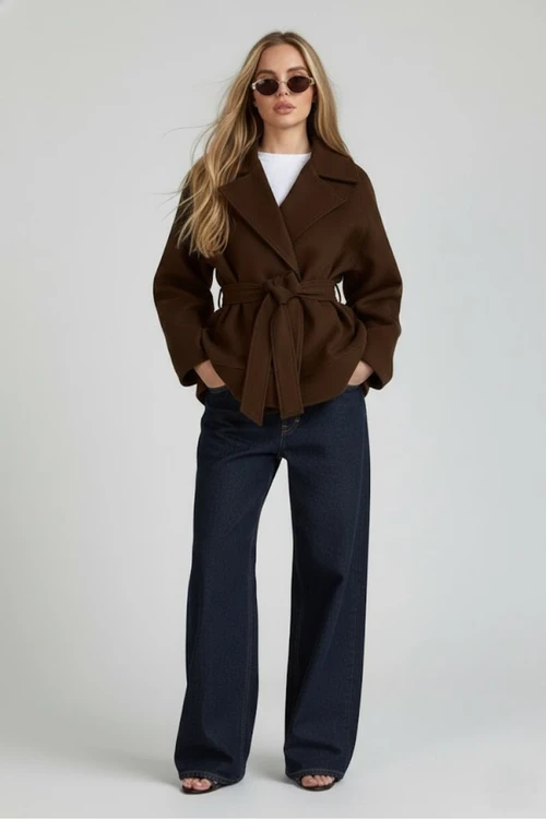 Autumn/Winter Cross-Border Atmospheric Wool Blend Coat (Premium Notched Lapel Belted Waist Versatile Long-Sleeve Wool Coat) SFE-00007