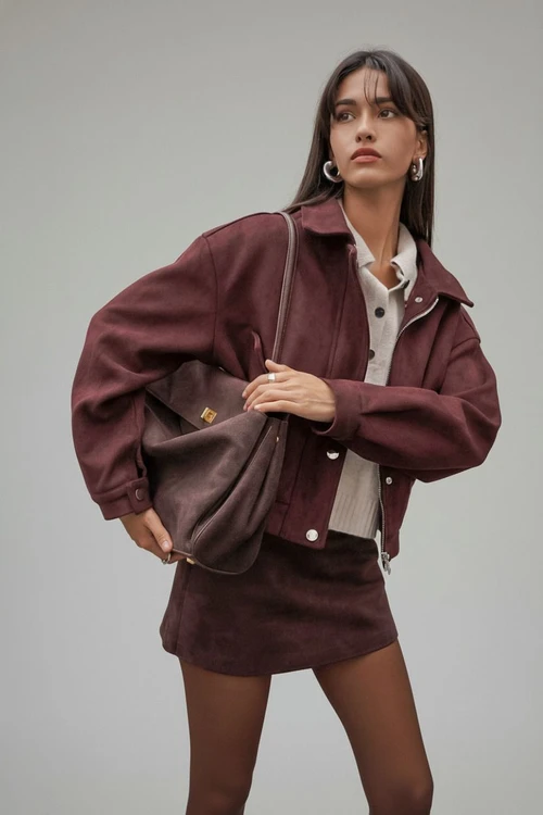 Suede Coats Suede Work Style Outerwear SFE-00008