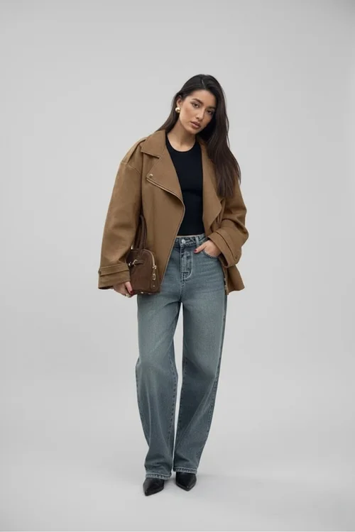 Giacca ampia da donna marrone SFE-00011