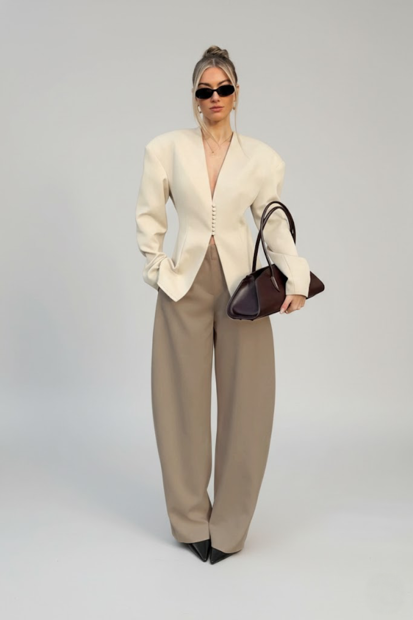 Autumn Niche Unique Waist-Cinching V-Neck Long-Sleeve Blazer SFE-00005