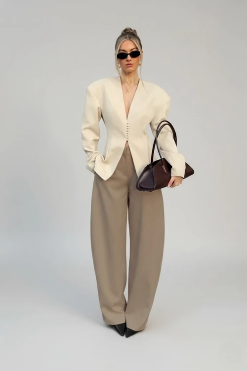 Autumn Niche Unique Waist-Cinching V-Neck Long-Sleeve Blazer SFE-00005