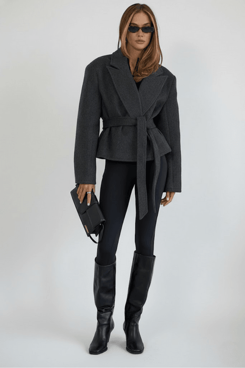 Autumn/Winter Fashion Cropped Blazer (Premium Versatile Youthful Belted Waist Wool Blend Suit Jacket) SFE-00008