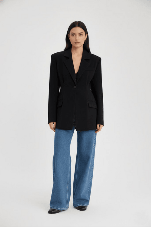 Autumn/Winter Retro Black Chic Slim-Fit Blazer Versatile Casual Fashion Notched Lapel Thin Top SFE-00010