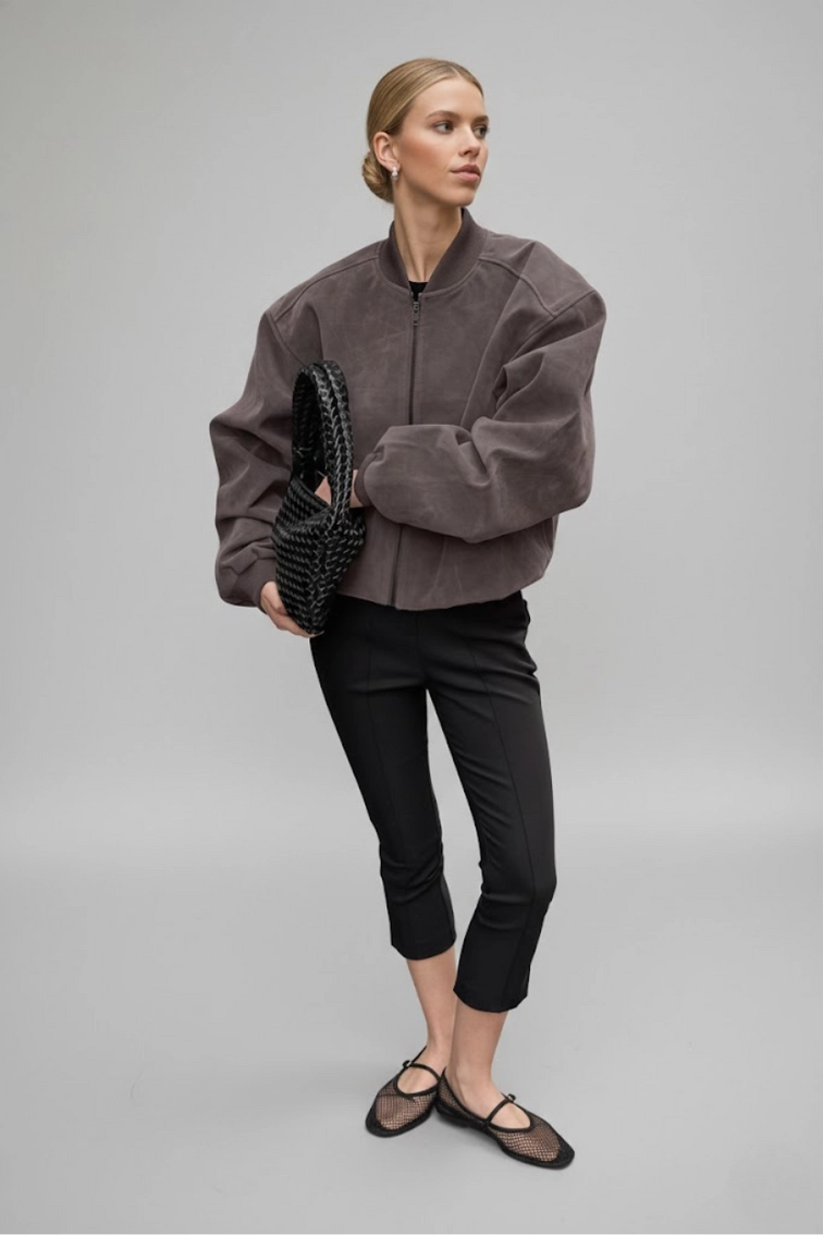 Autumn/Winter Retro Grey Suede-Like Knit V-Neck Fashion Long-Sleeve Loose Jacket SFE-00016