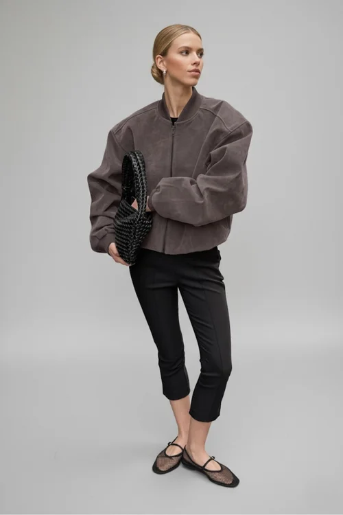 Autumn/Winter Retro Gray Suede-Like Knit V-Neck Fashion Long-Sleeve Loose Jacket SFE-00016