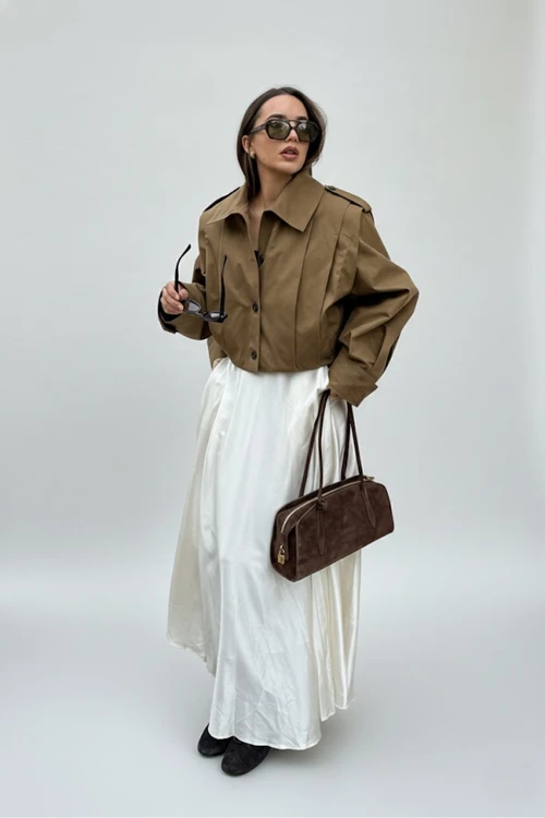 Khaki Lapel Simple Single-Breasted Jacket SFE-00022