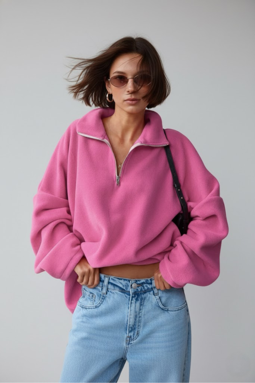 Autumn/Winter New Pink Lapel Fleece Hoodie SFE-00001