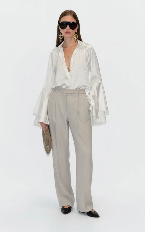 Satin Blouses & Shirts Polyester Work Style Tops SFE-00015