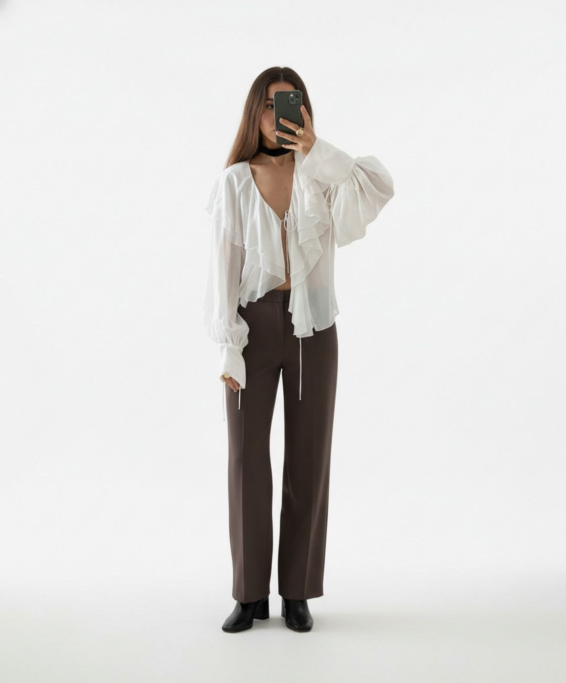 Chiffon Blouses & Shirts Polyester (polyester fiber) Work Style Tops SFE-00016